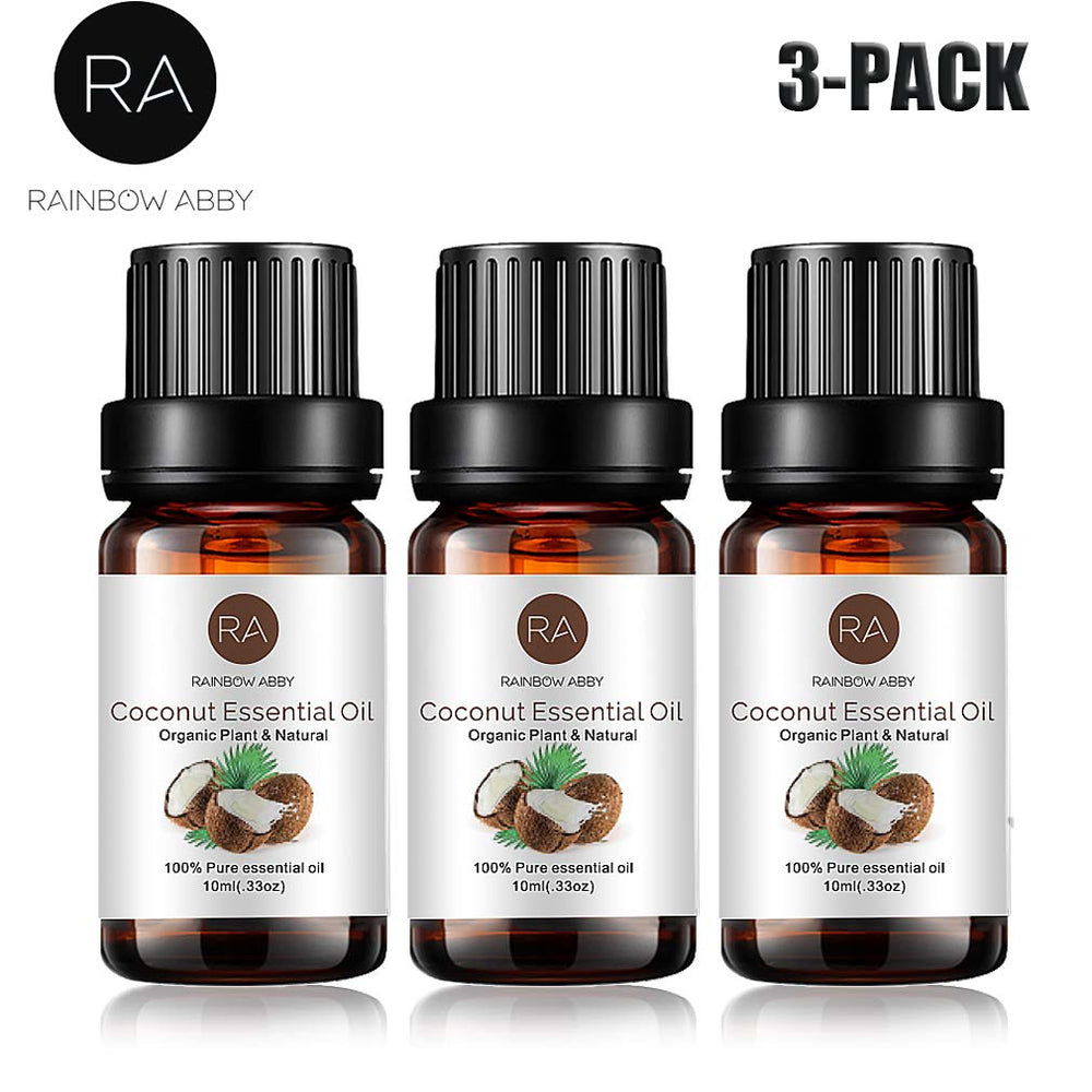Three coconut oil bottles arranged for display