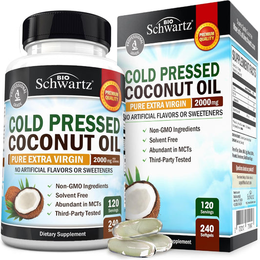 Coconut Oil Capsules 2000mg bottle - front view