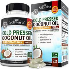 Coconut Oil Capsules 2000mg bottle - front view