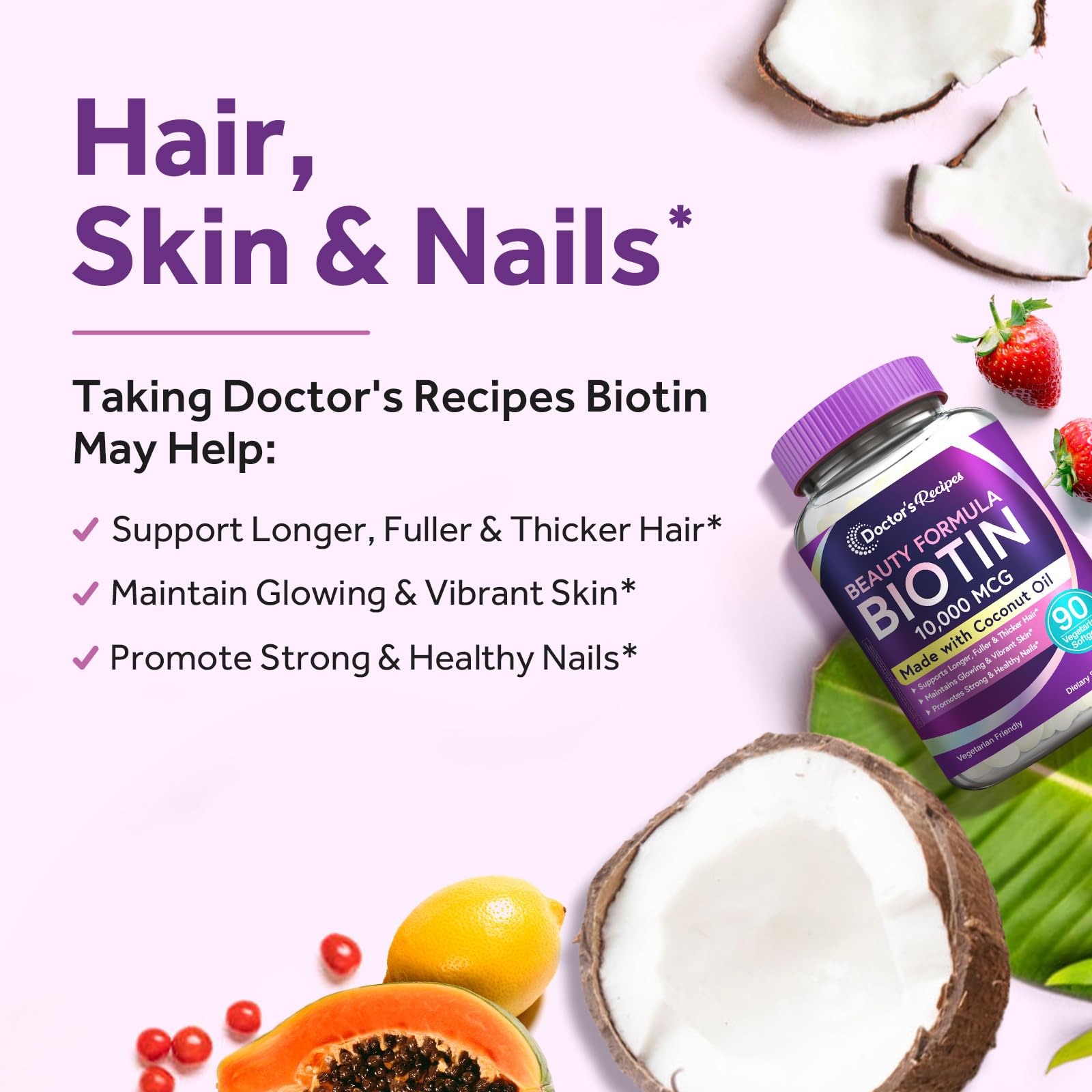 Coconut oil infused biotin softgels