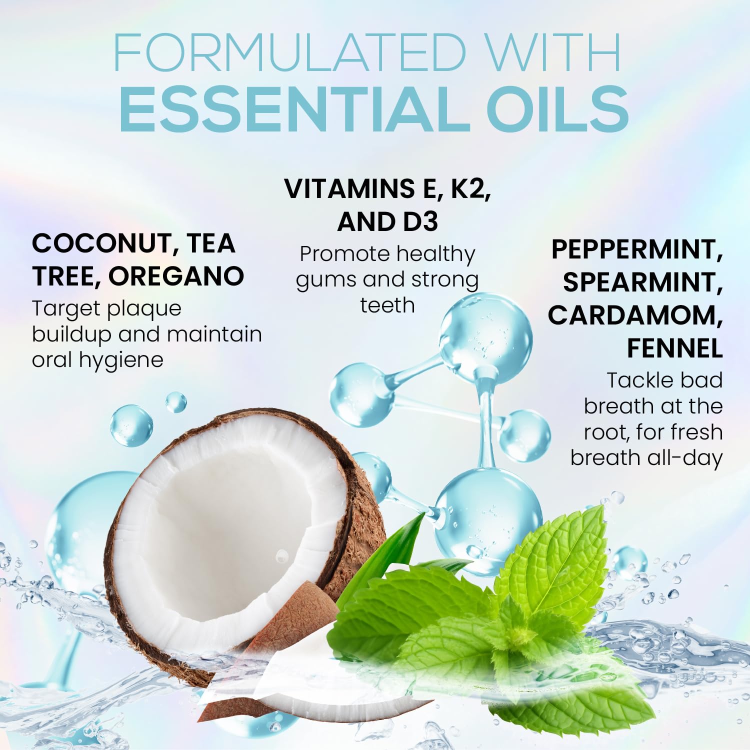 Close-up of coconut oil and peppermint