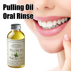 Minty coconut oil pulling close-up with peppermint