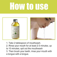 Teeth whitening with coconut oil pulling and peppermint