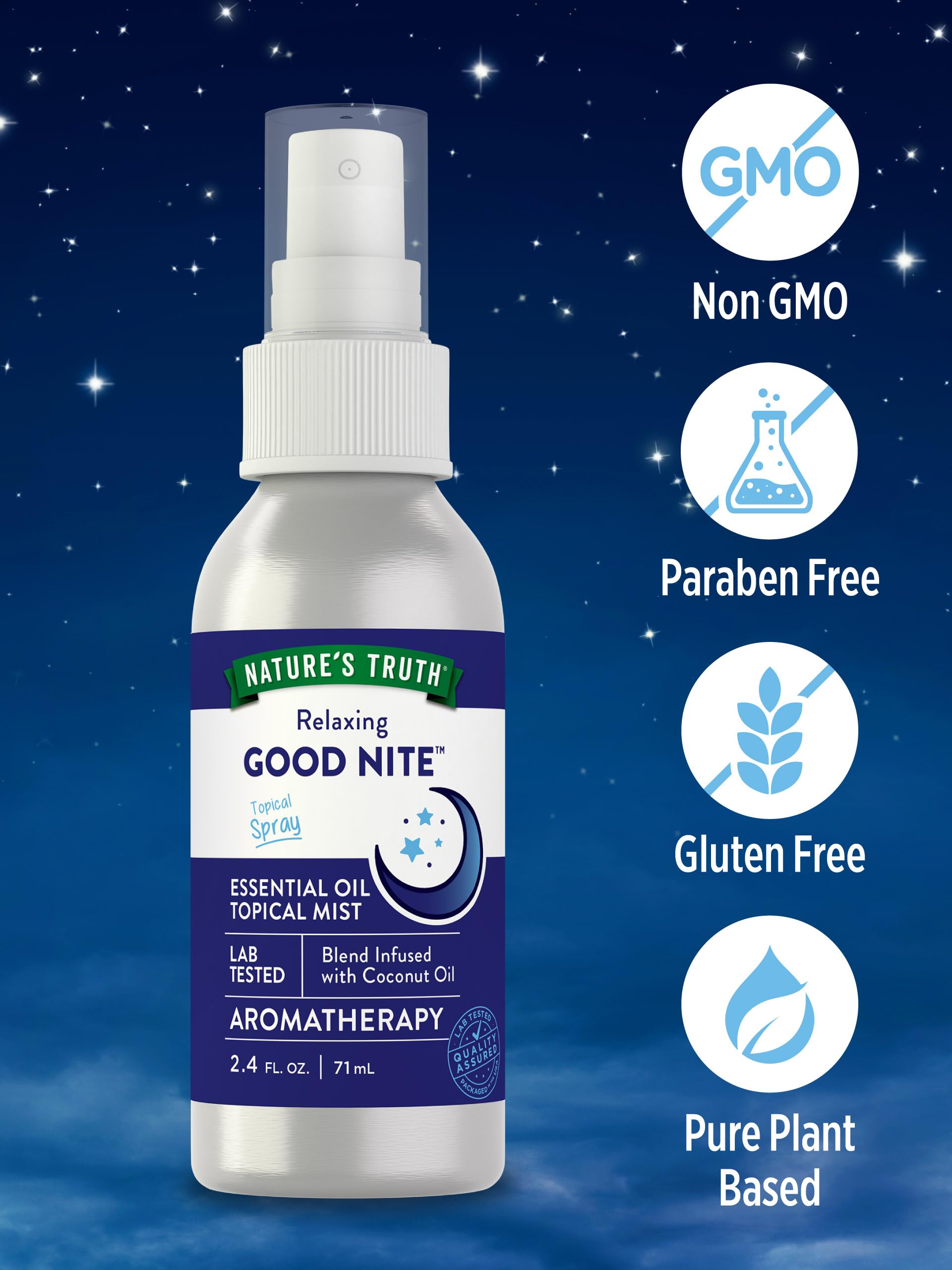 Topical mist showing coconut oil and water base