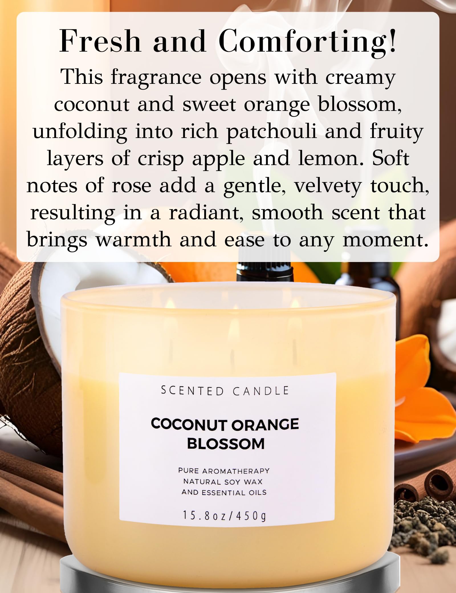 Close-up of three cotton wicks burning evenly in the candle.