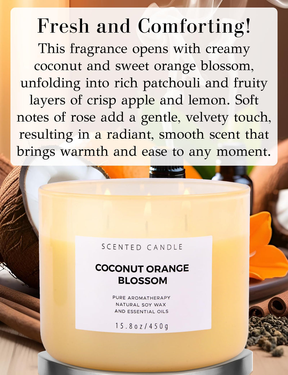 Close-up of three cotton wicks burning evenly in the candle.