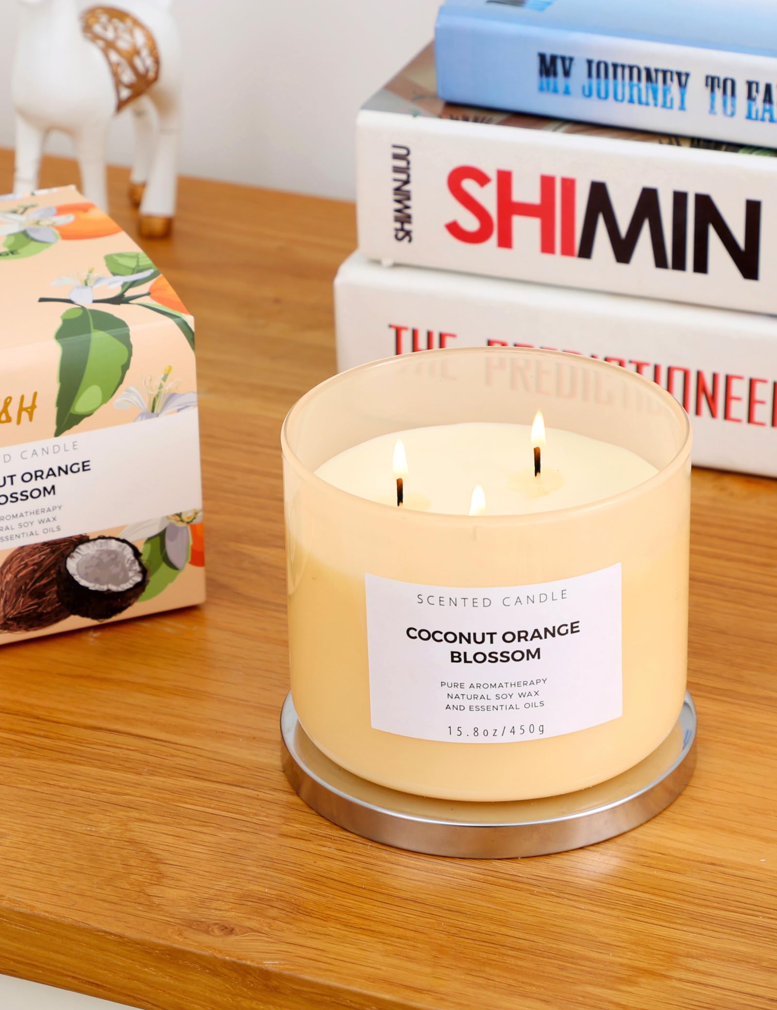 Top view highlighting the candle's burn time up to 80 hours.