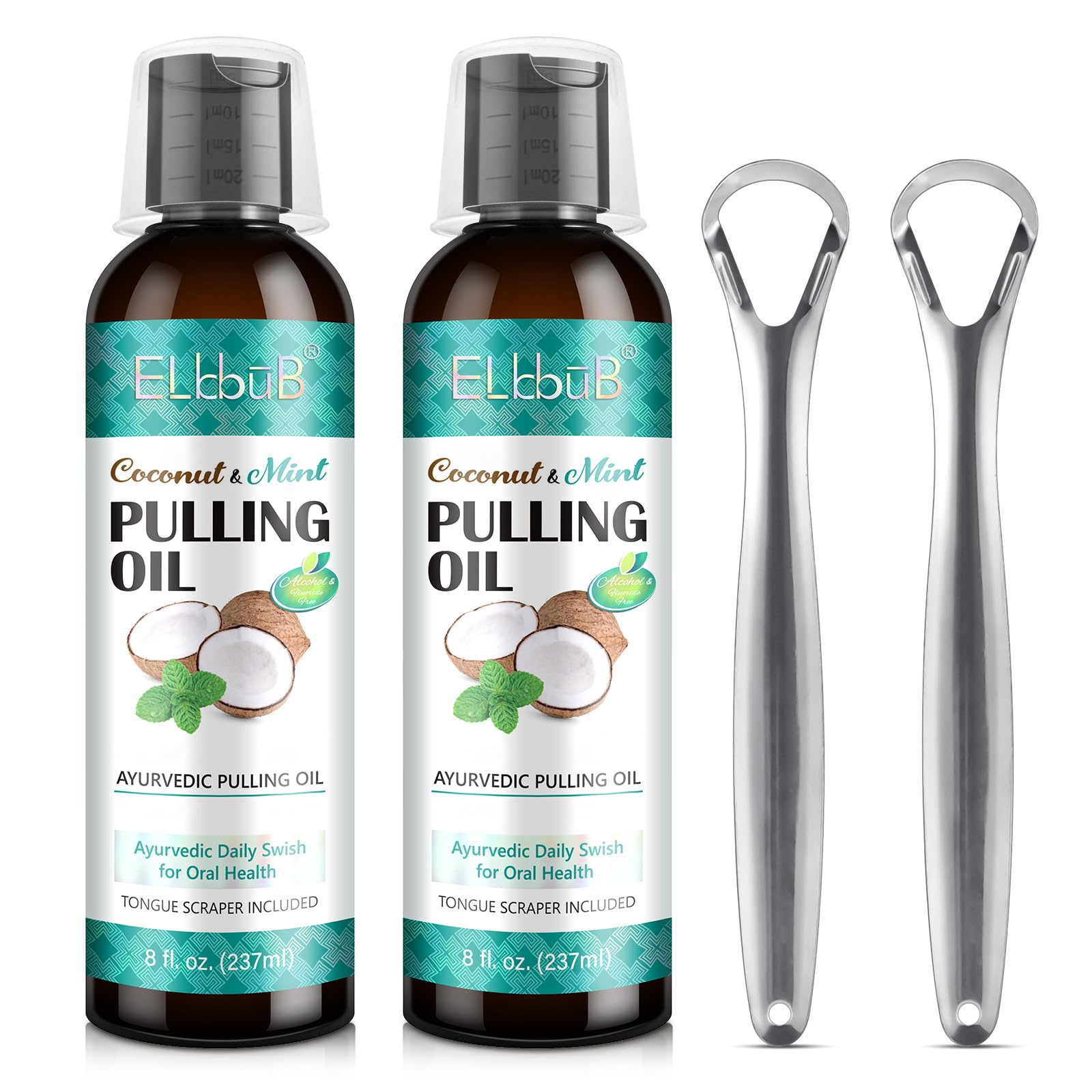 Coconut Pulling Oil bottle with Ayurvedic Mint – 8 oz 2-pack