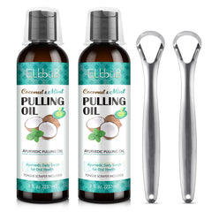 Coconut Pulling Oil bottle with Ayurvedic Mint – 8 oz 2-pack