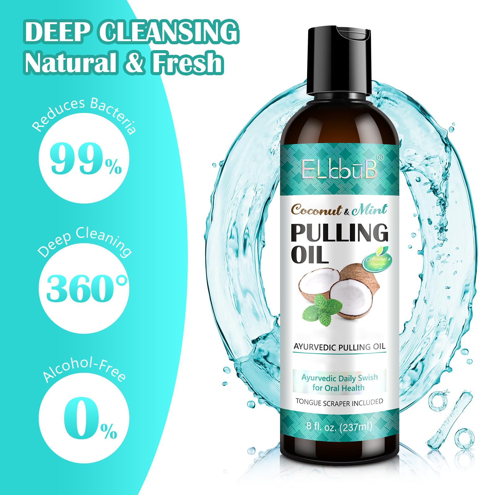 237 mL travel-friendly Coconut Pulling Oil bottle for home and travel
