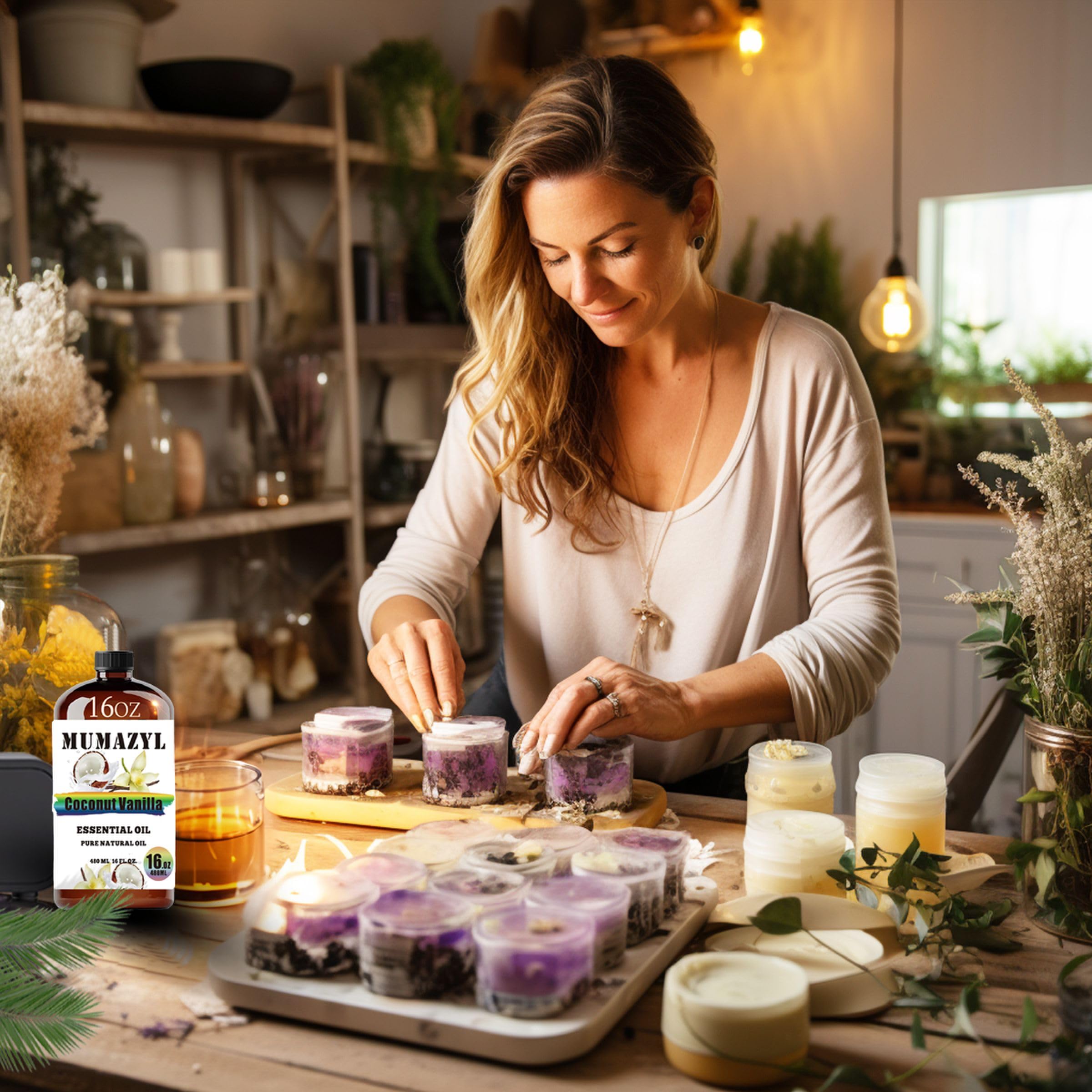 Detail of Coconut Vanilla essential oil bottle label