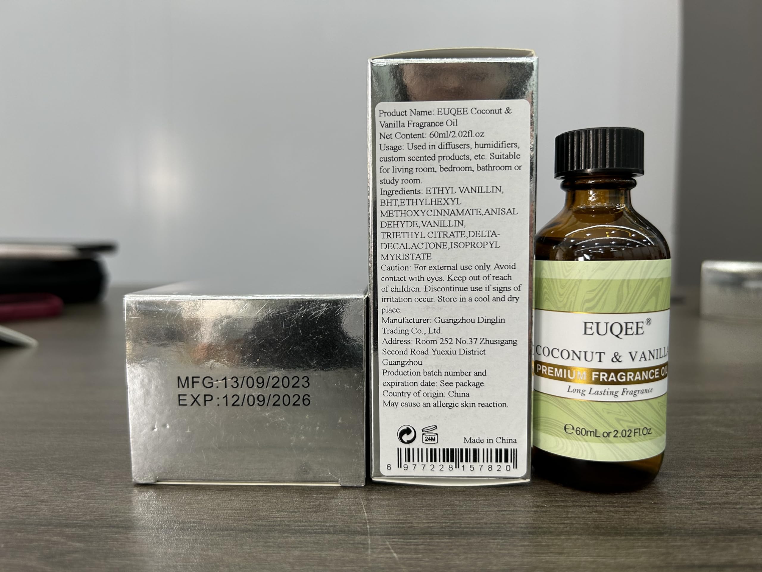 Product label showing 60 ml / 2.02 fl oz size