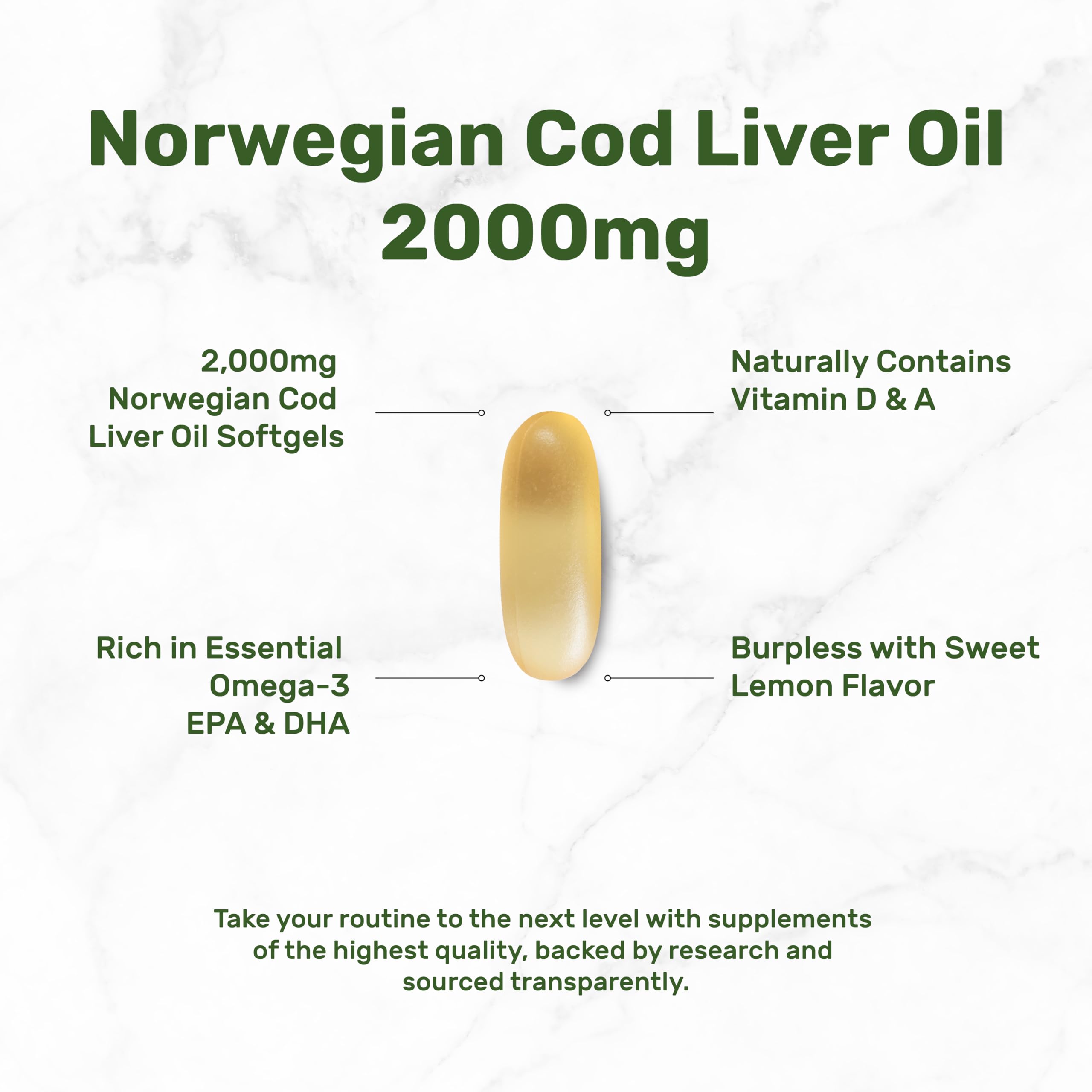 Burpless lemon flavor cod liver oil softgels