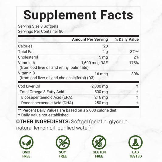 Supplement label highlighting 2,000mg per serving and EPA/DHA