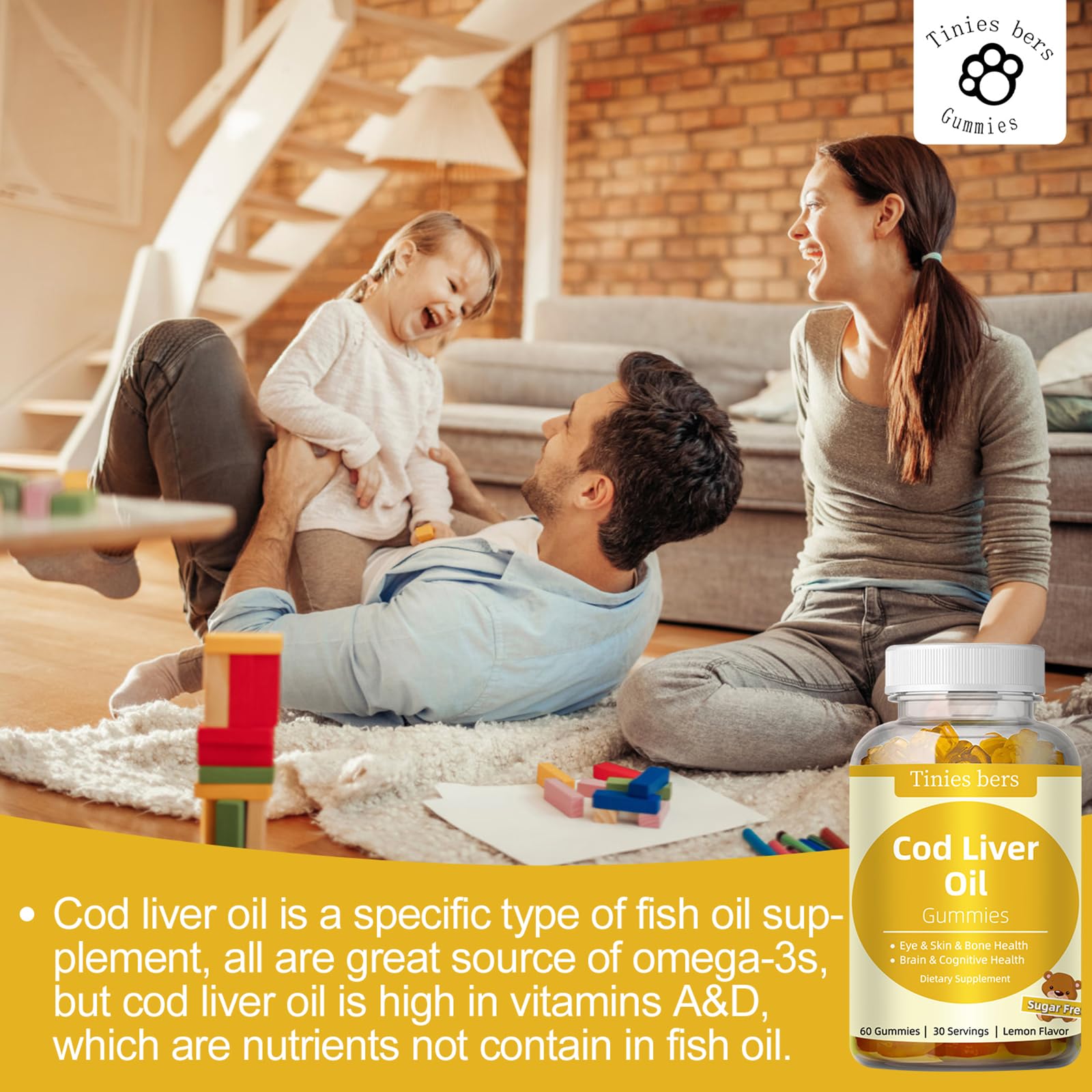 Tinies bers Cod Liver Oil Gummies bottle with label