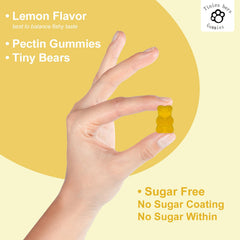 Close-up of lemon-flavored cod liver oil gummy texture
