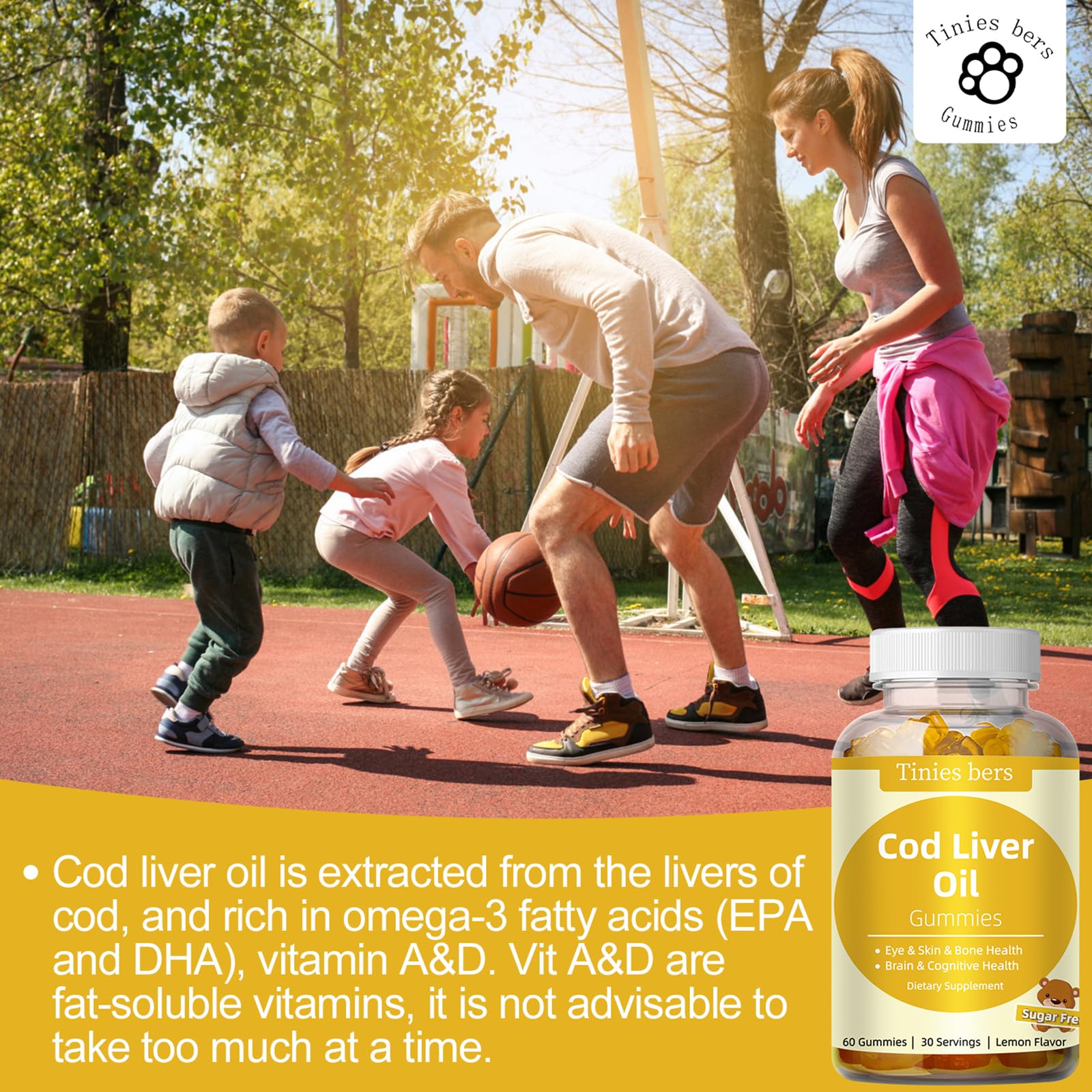 Lemon-flavored cod liver oil gummy on white background