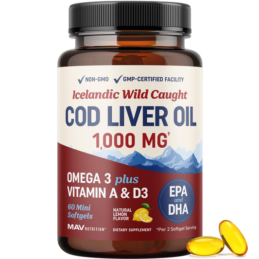 Cod Liver Oil softgels bottle with lemons