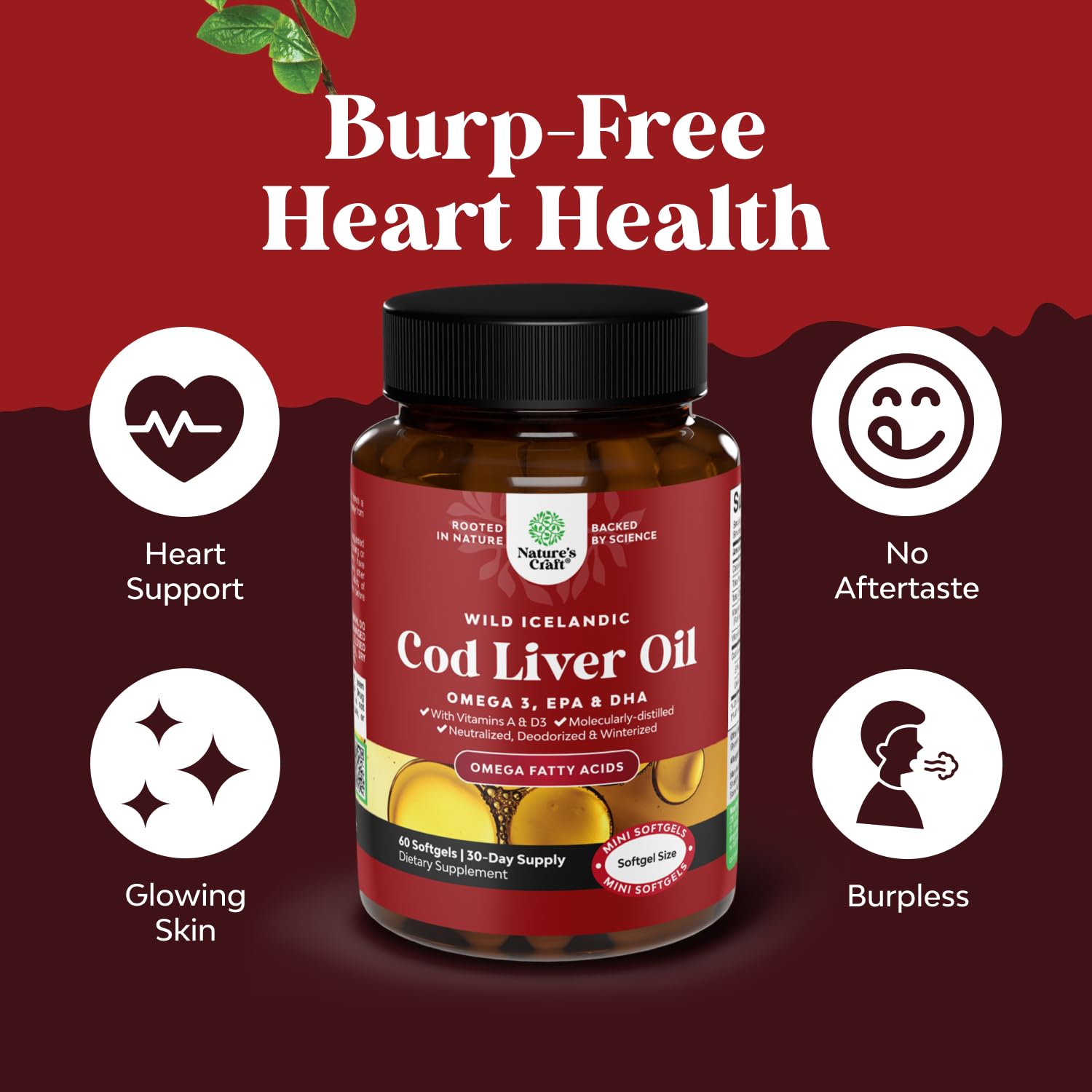 Close-up of cod liver oil softgels