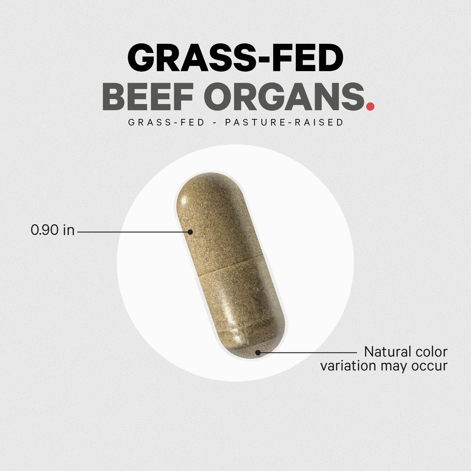 Ingredients chart showing liver, heart, kidney, pancreas and spleen