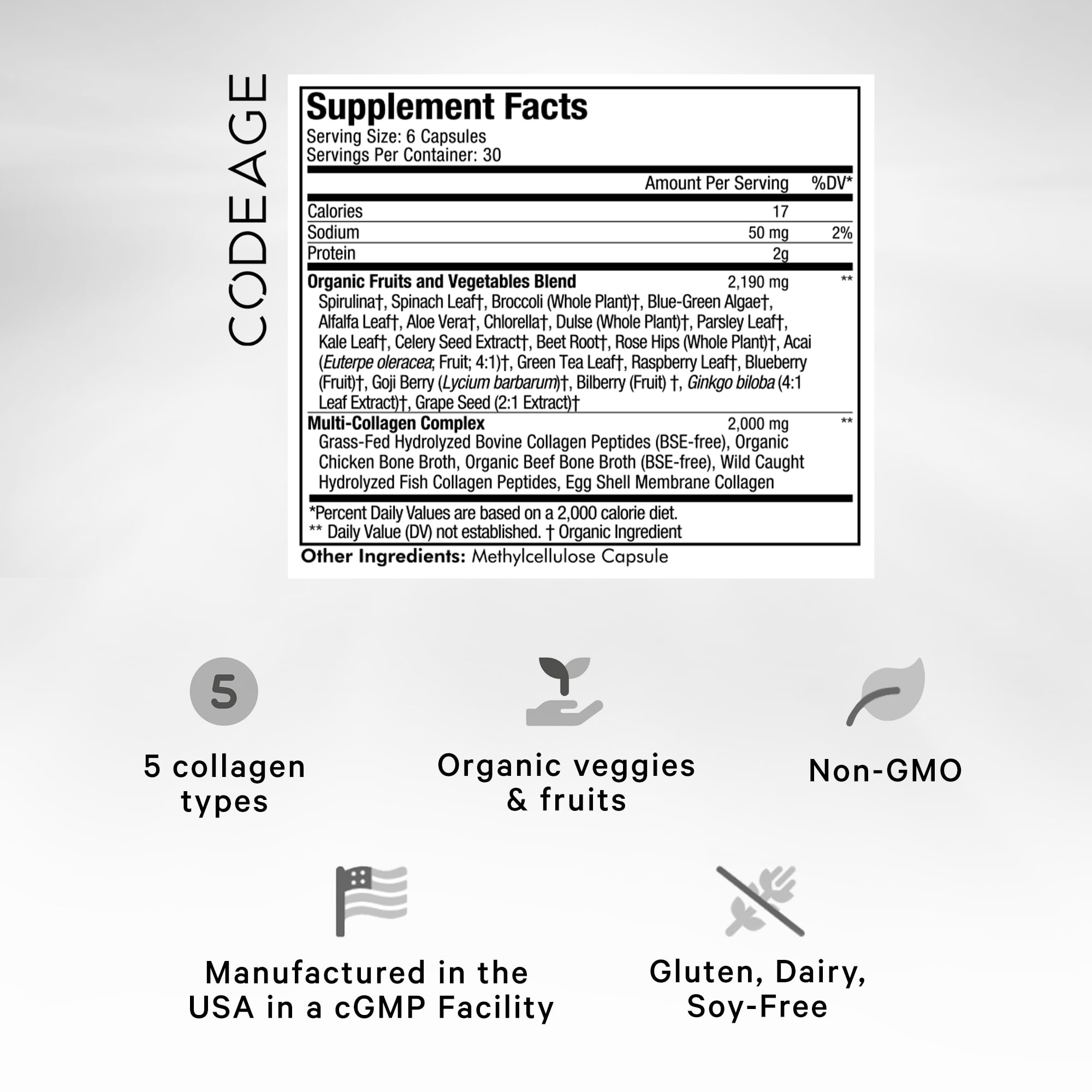 Front view of Codeage capsules packaging