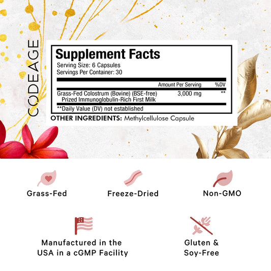Codeage Colostrum supplement bottle – side view