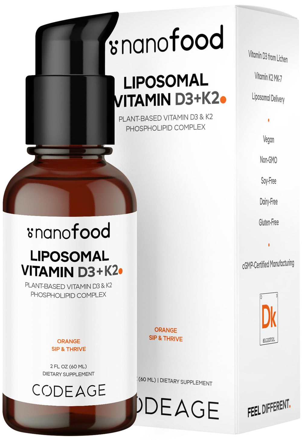 Codeage Liposomal D3 K2 liquid drops bottle