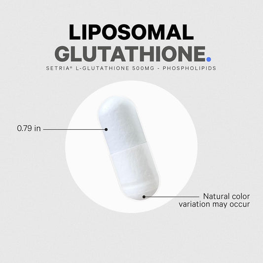 Label showing 500 mg Setria L-Glutathione per serving
