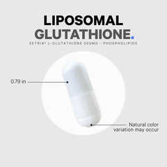 Label showing 500 mg Setria L-Glutathione per serving