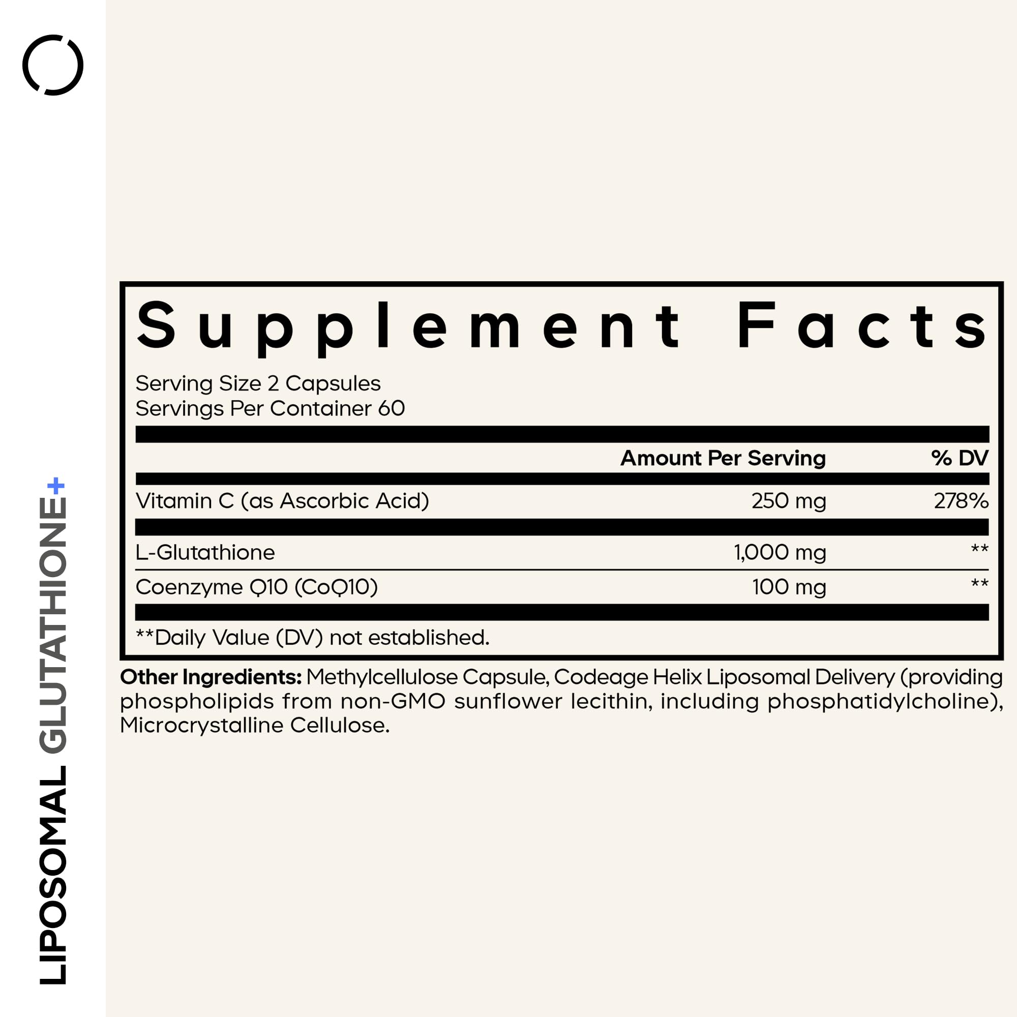 Vitamin C and CoQ10 components in the Liposomal Glutathione+ formula