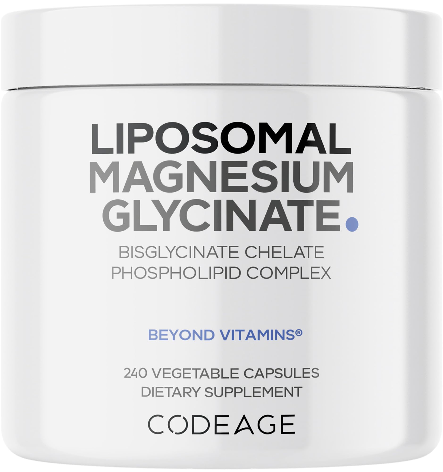 Codeage Liposomal Magnesium Glycinate bottle with front label on white background