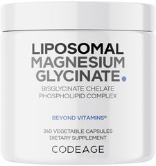 Codeage Liposomal Magnesium Glycinate bottle with front label on white background