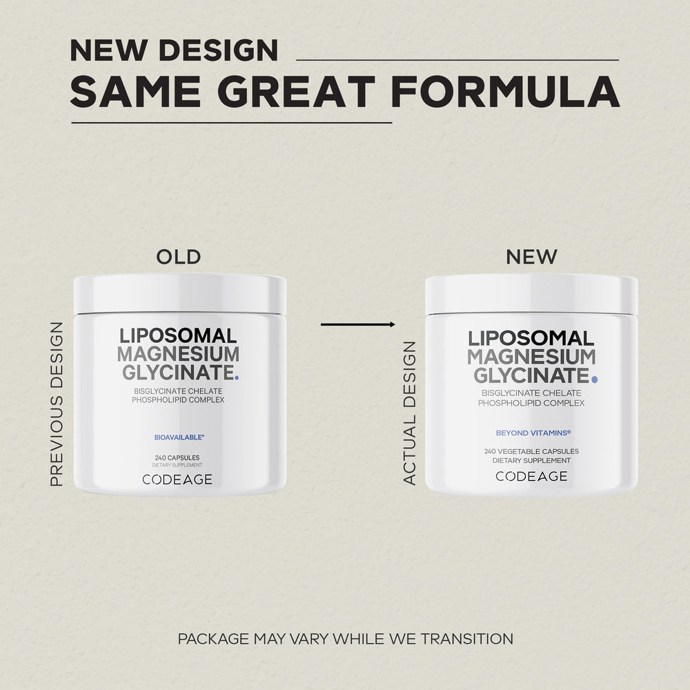 Label close-up of Codeage Liposomal Magnesium Glycinate with BioPerine for enhanced delivery.