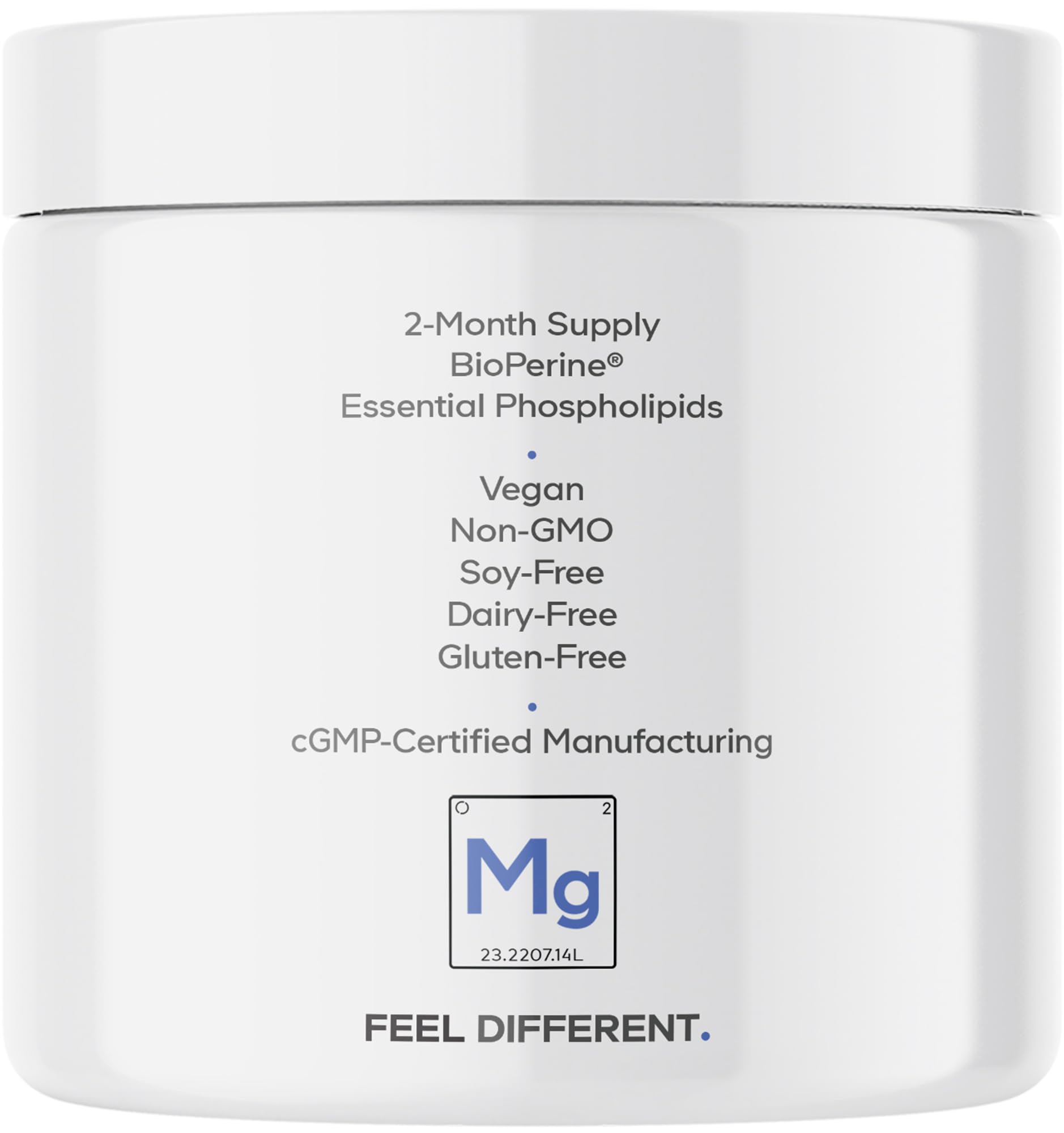 Packaging display of Codeage Liposomal Magnesium Glycinate with 60 servings per bottle.