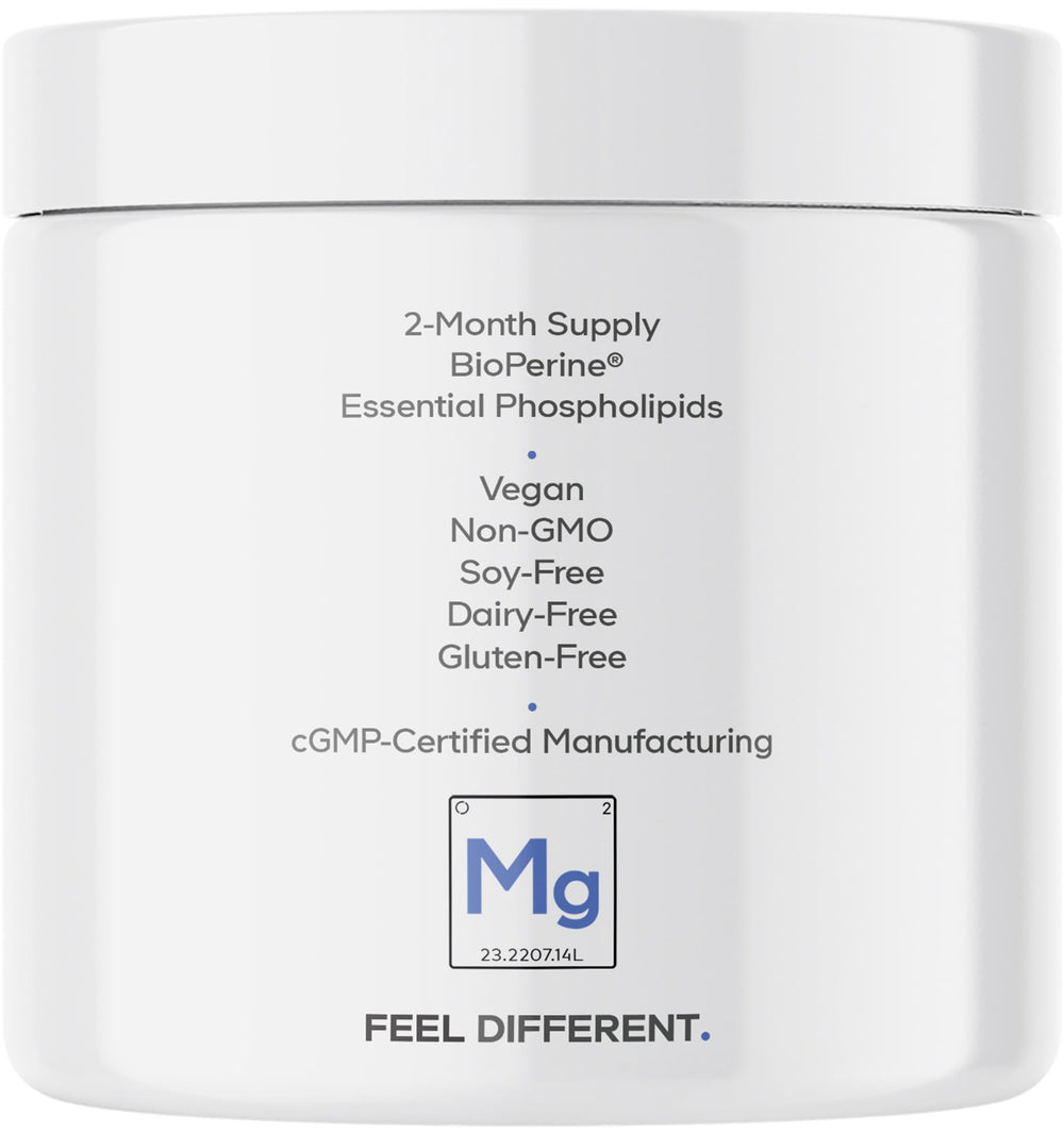 Packaging display of Codeage Liposomal Magnesium Glycinate with 60 servings per bottle.