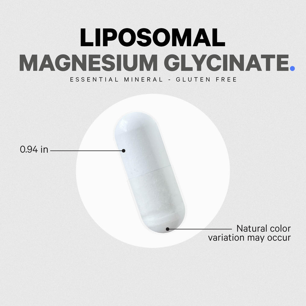 USA-made Codeage Liposomal Magnesium Glycinate label indicating cGMP manufacturing standards.