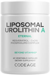 Codeage Liposomal Urolithin A bottle and capsules on white background