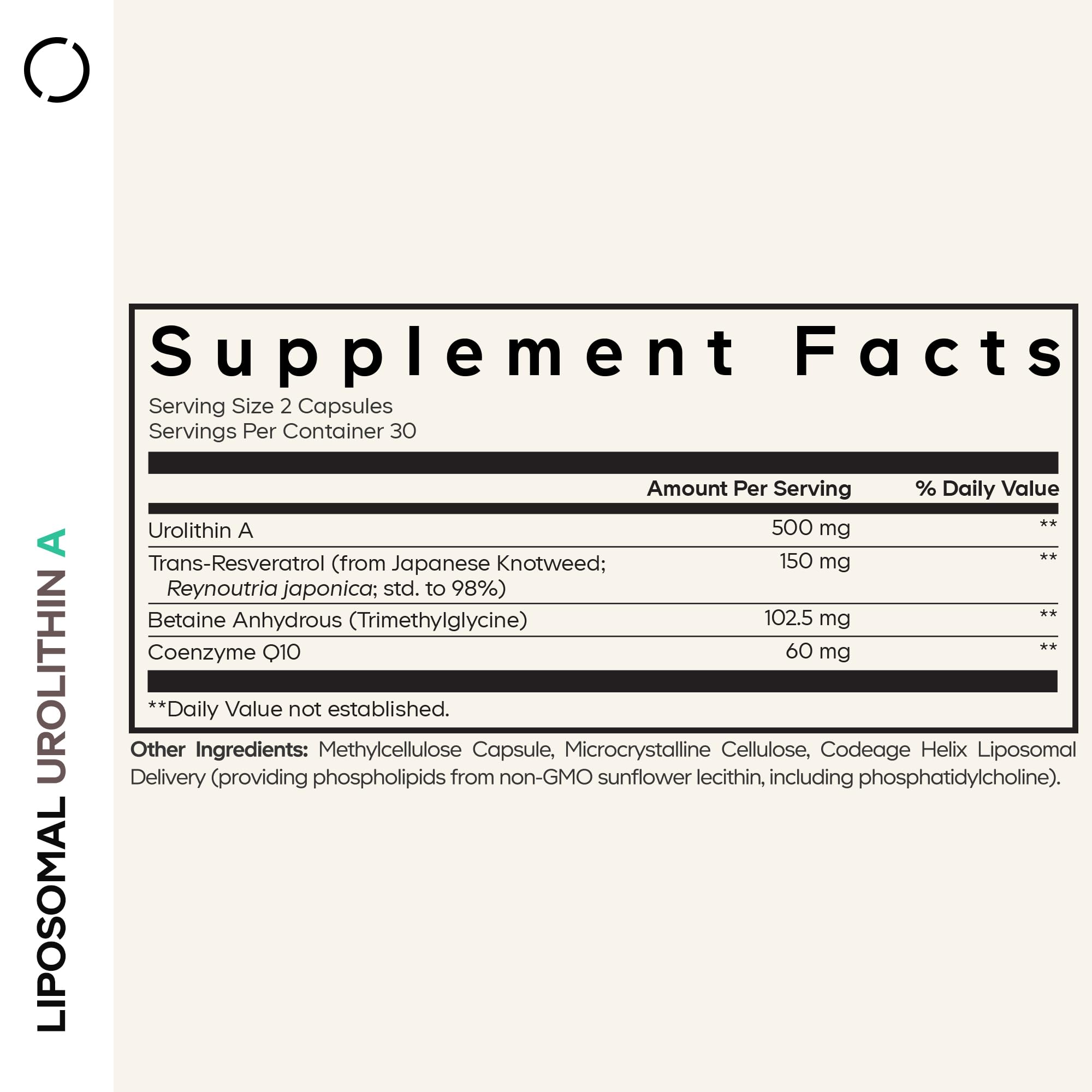 Label showing 500 mg per serving