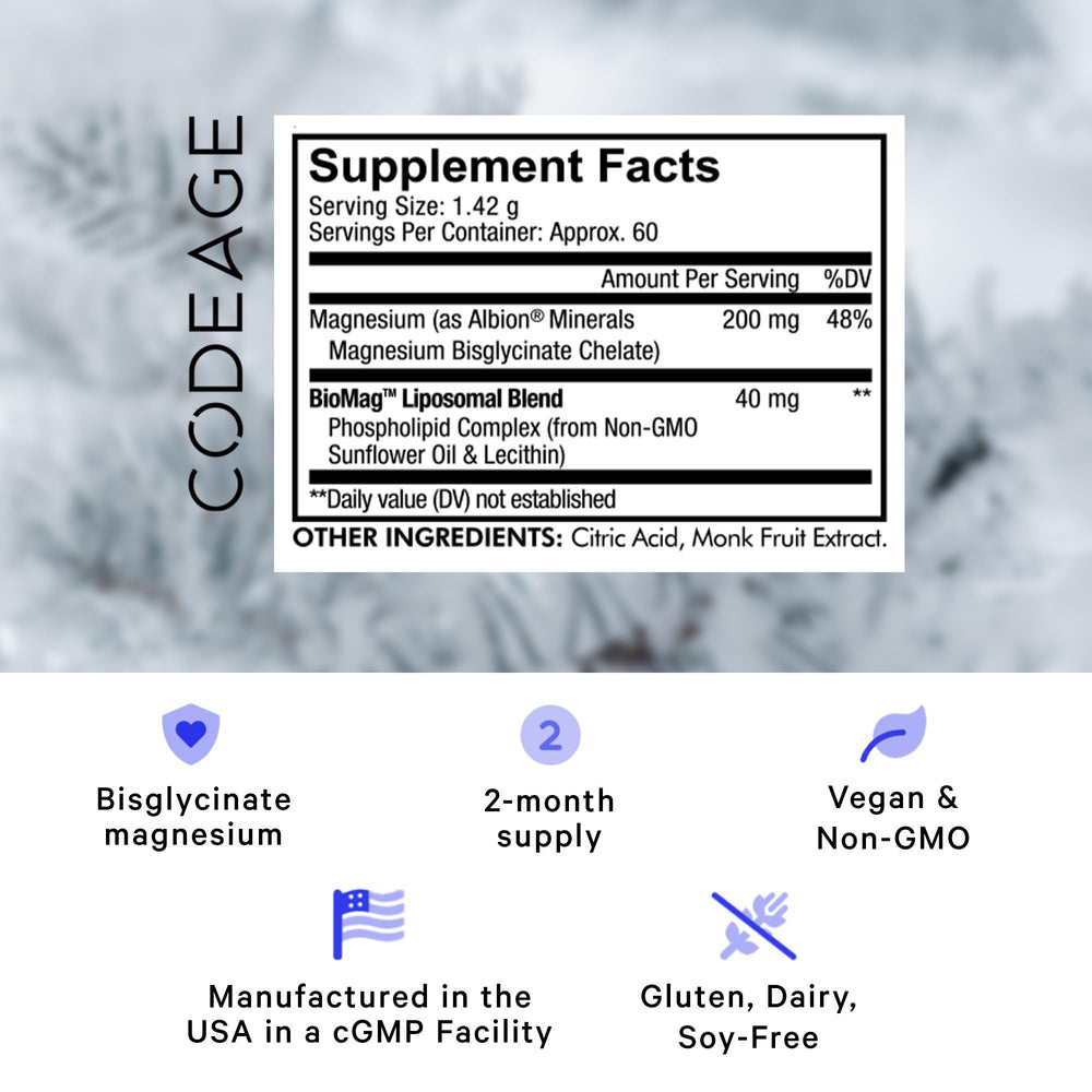 Codeage Magnesium Glycinate powder front label close-up