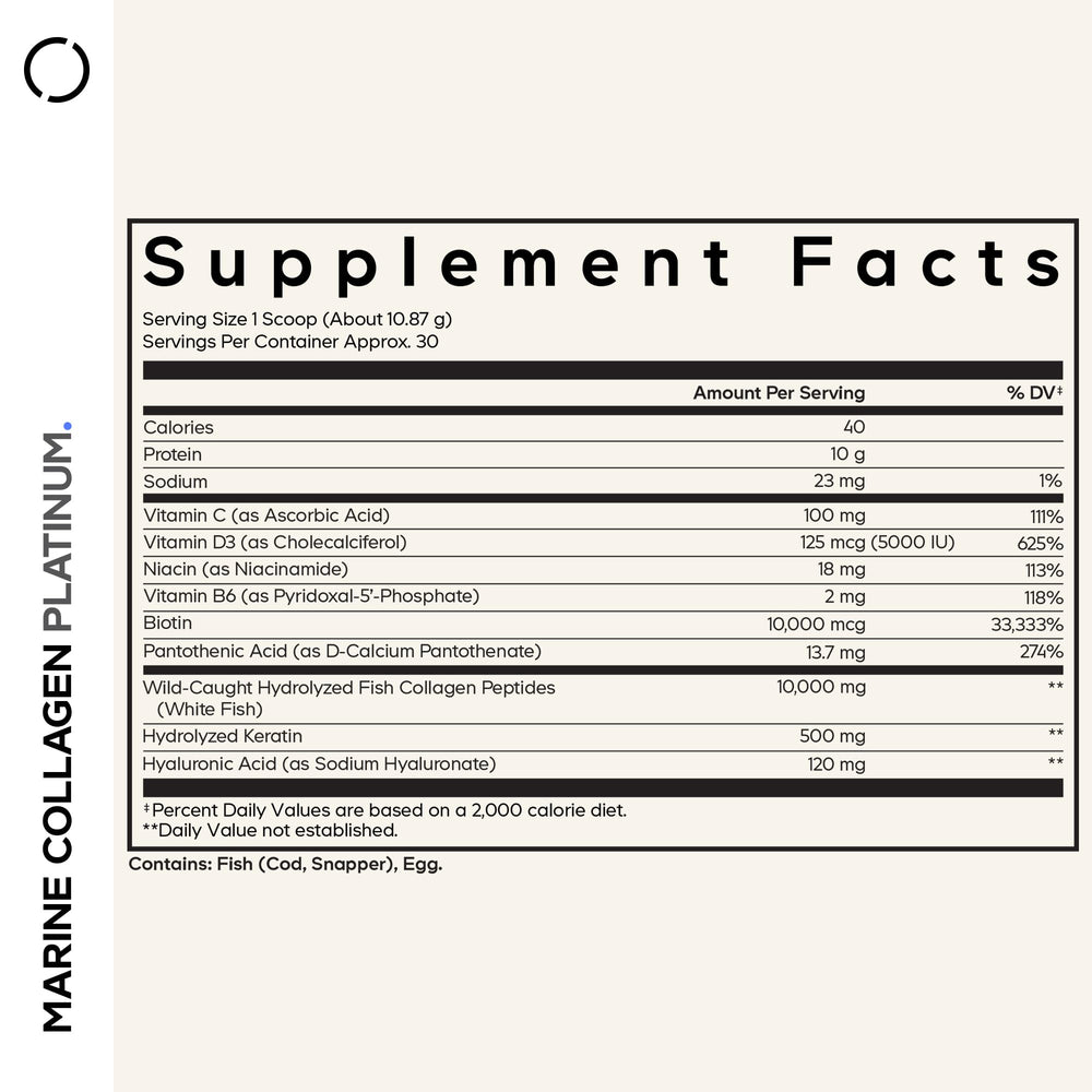 Ingredients display: Biotin 10,000 mcg, Vitamins C, D3, B6