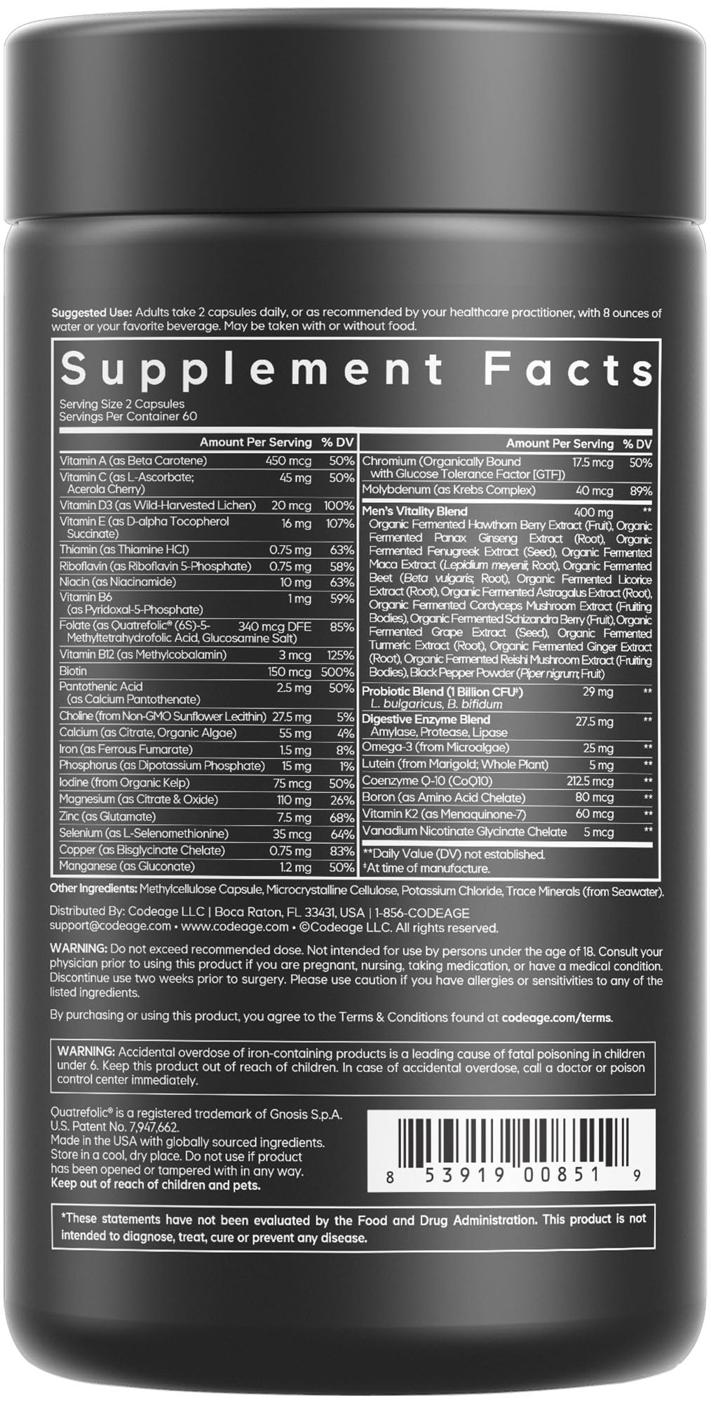 Made in USA cGMP-certified facility label