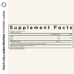 Ingredients list showing collagen types I II III V X