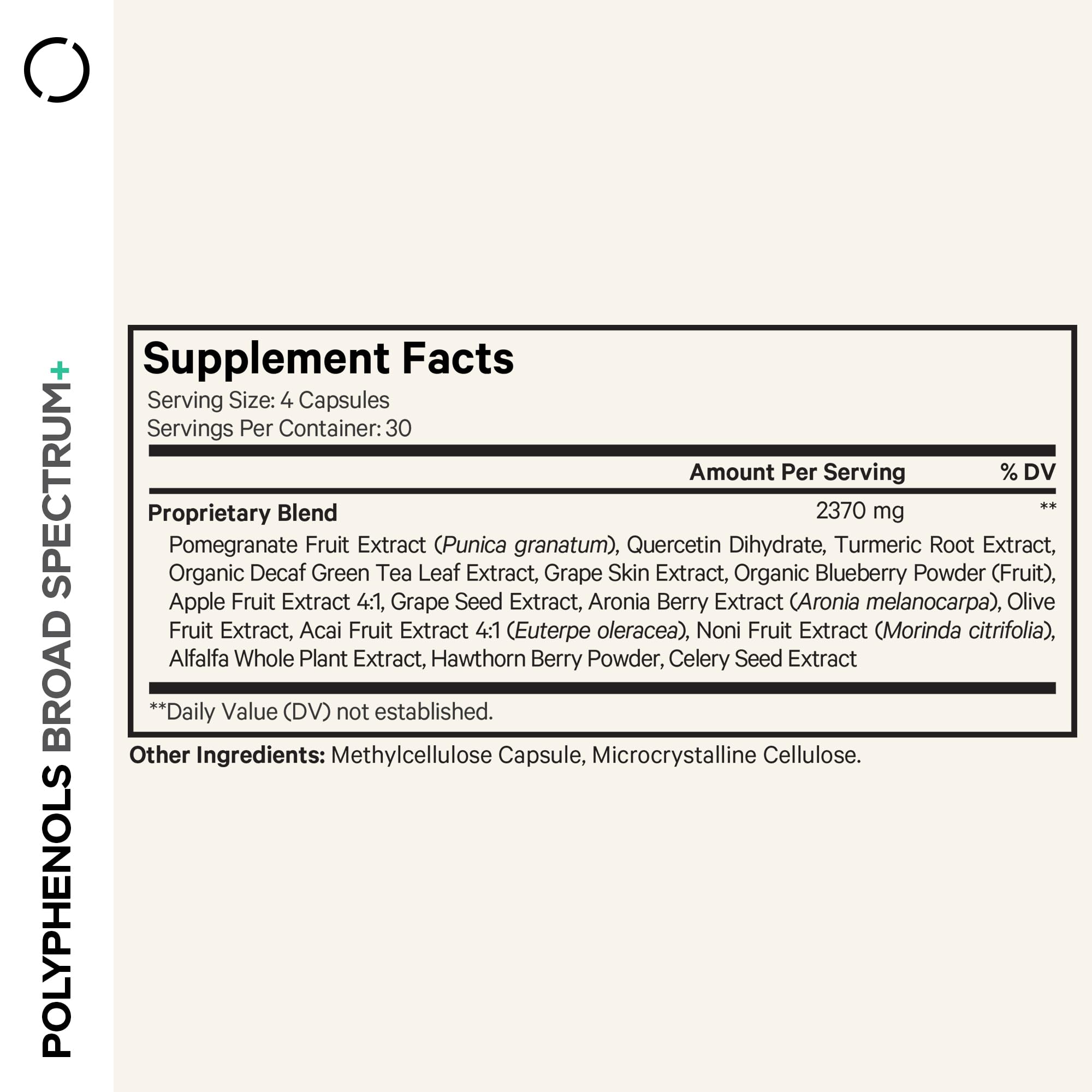 Codeage Polyphenols Broad Spectrum label close-up