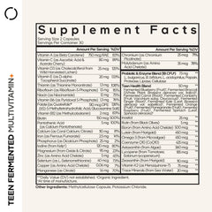 Close-up of Codeage Teen Multivitamin nutrition label