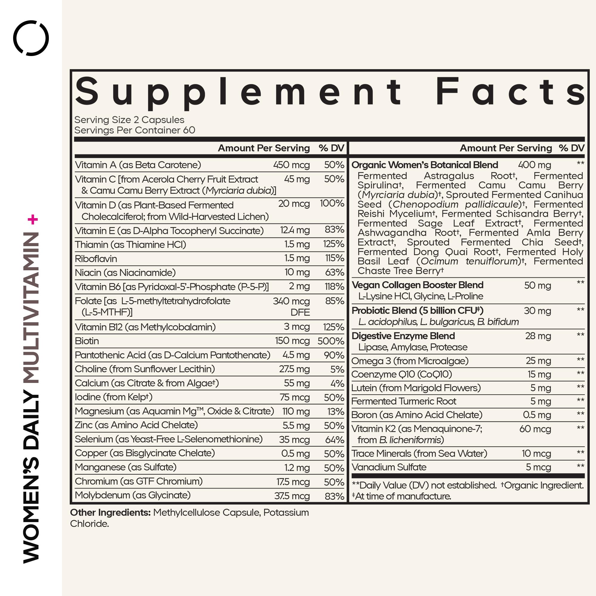 Codeage Women's Daily Multivitamin bottle back view