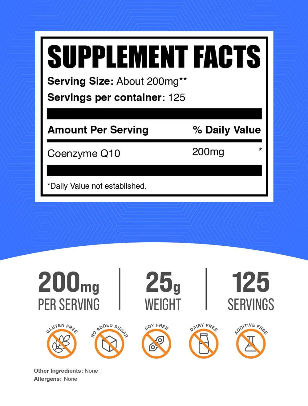 Gluten-free CoQ10 powder dietary supplement