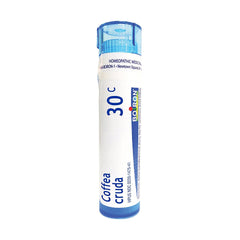 Coffea Cruda 30C sleeplessness pellets in an 80-dose dispensing tube