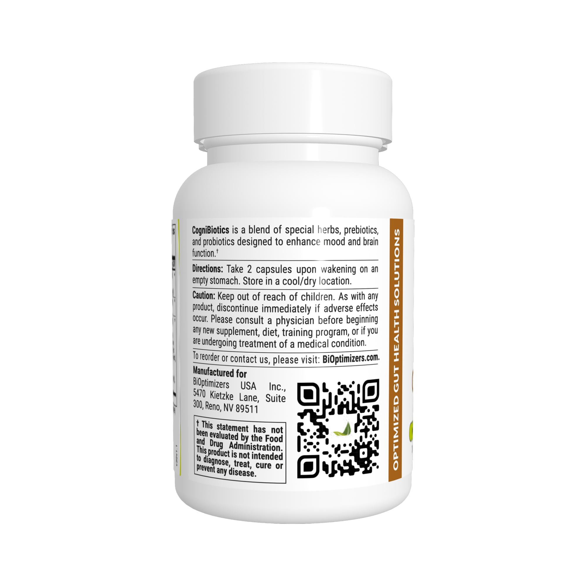 Ingredients and label of Cognibiotics Probiotic Brain Supplement