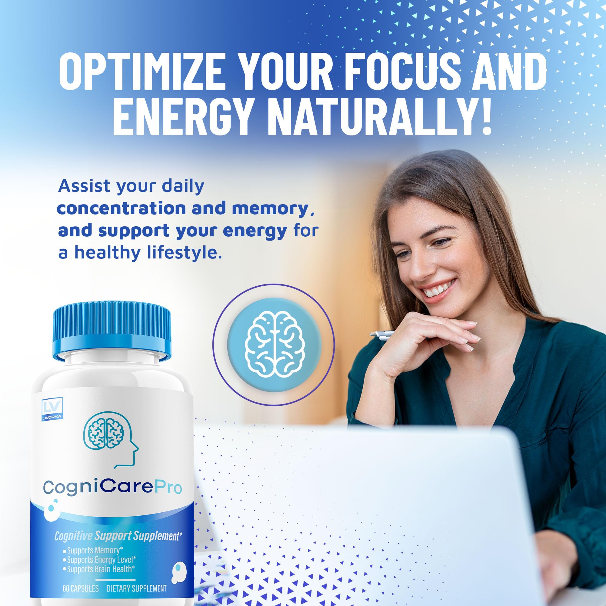 Cognicare Pro 3-Pack bottle front view with 180 capsules - image 2