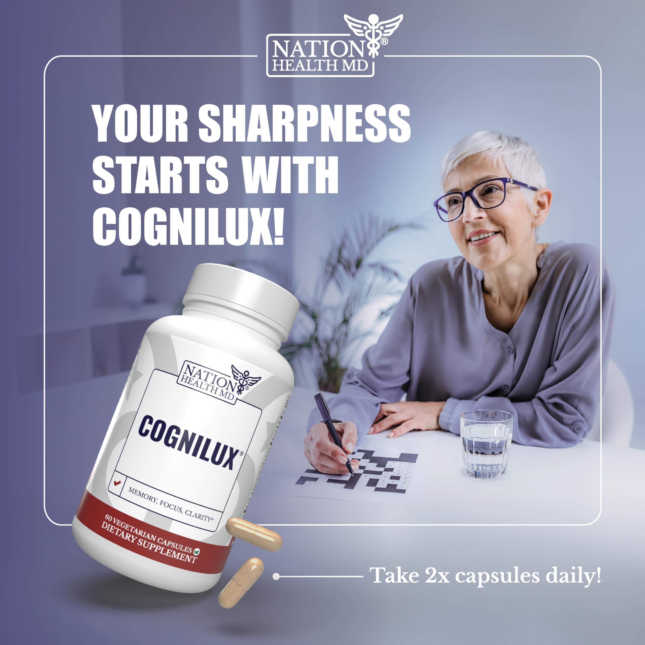 Close-up of Cognilux ingredient list featuring niacin and B6